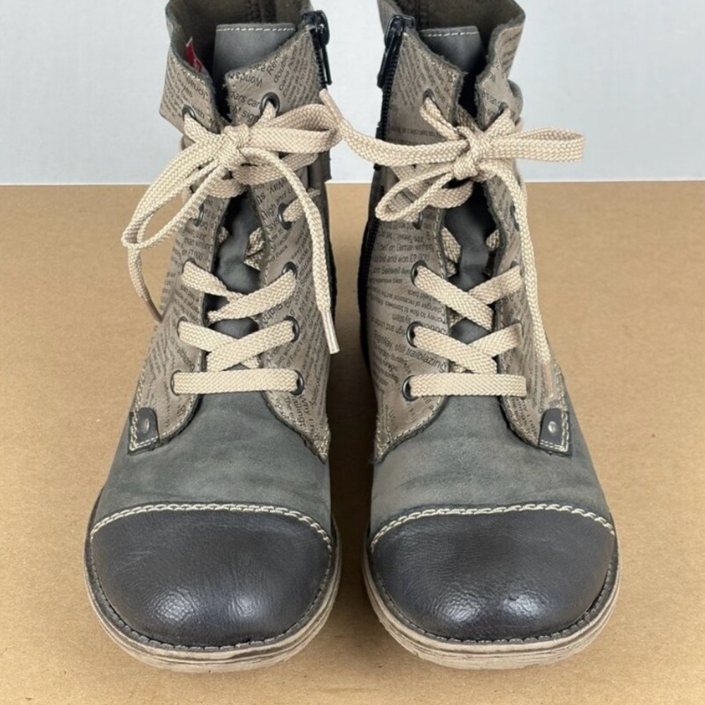 Rieker newsprint  sz 40 (9) Peyton lace up boots comfort fit. - Picture 2 of 13